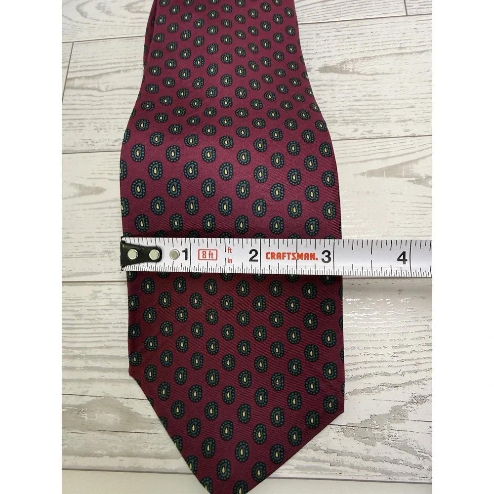 Brooks Brothers Makers Classic Tie Burgundy Paisley Blue Silk USA‎ Made 3